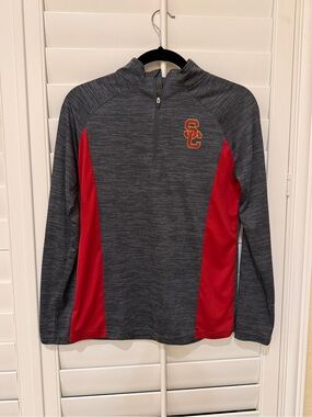 Women's Grey & Red Quarter-Zip Pullover Jacket